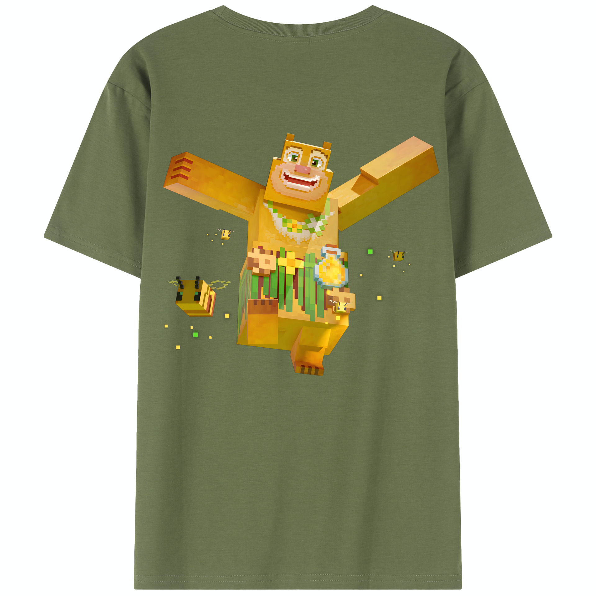 （画像用） マインクラフト ブロックの世界 Minecraft MC Block world 綿100％半袖Tシャツ（背面プリント）